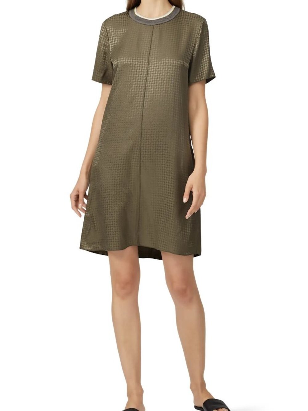 Like New Rag & Bone Ali T-Shirt Dress with pockets in Olive Houndstooth,